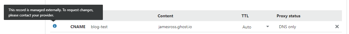 Ghost(Pro) blog CNAME record within Cloudflare